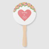 Éventail Corail romantique Coeur rose & Fleurs roses (Dos)