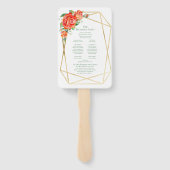 Éventail Coral Floral Rose Mariage programme de ventilateur (Dos)