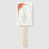 Éventail Coral Floral Rose Mariage programme de ventilateur (Devant)