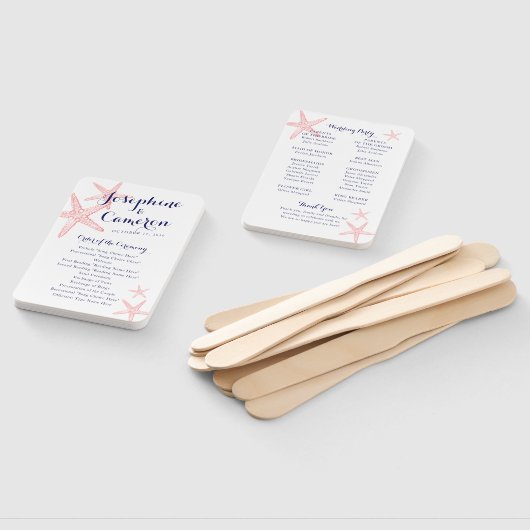 Éventail Coral rose Starfish Programme de mariage de plage (Non-assemblé)