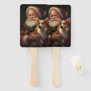 Éventail Corgi avec Noël Festif du Père Noël