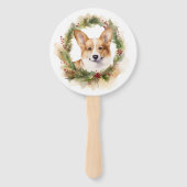 Éventail Corgi Christmas Wreath Festive Pup (Dos)