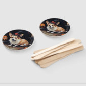 Éventail Corgi Citrouille Halloween effroi (Non-assemblé)