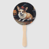Éventail Corgi Citrouilles Halloween Épouvantable (Dos)