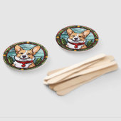 Éventail Corgi vitrail de Noël (Non-assemblé)