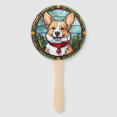 Éventail Corgi vitrail de Noël (Devant)