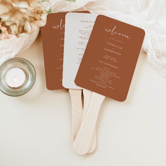 Éventail CORIANDER Boho Burnt Orange Beige Wedding Programm