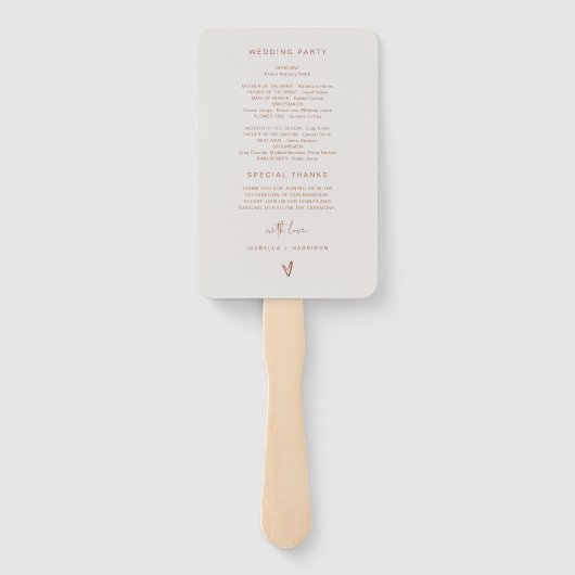 Éventail CORIANDER Boho Burnt Orange Beige Wedding Programm (Dos)