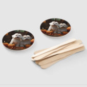 Éventail Coton De Tulear Chiot Automne Citrouille délice (Non-assemblé)