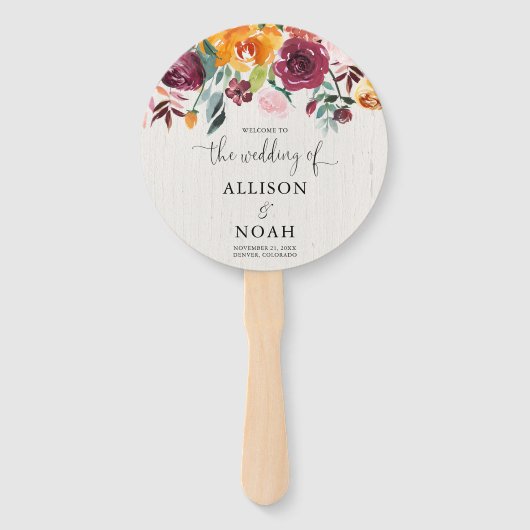 Éventail Couleur d'eau fleurie d'automne programme de maria (Devant)