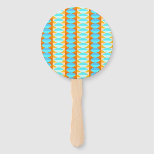 Éventail Couleur Turquoise Bleu Orange Jaune Motif (Dos)