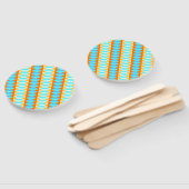 Éventail Couleur Turquoise Bleu Orange Jaune Motif (Non-assemblé)