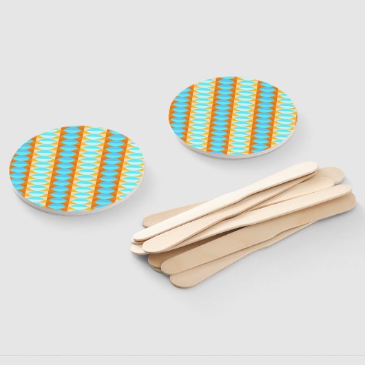 Éventail Couleur Turquoise Bleu Orange Jaune Motif (Non-assemblé)