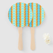 Éventail Couleur Turquoise Bleu Orange Jaune Motif (Devant et derrière)