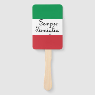 Éventail Couleurs de la Sempre Famiglia et du drapeau itali