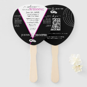 Éventail Couleurs Mariages rose noir Ventilateur à main