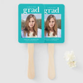 Éventail Couleurs modifiables Serif Photo Diplôme Main Vent (Devant et derrière)