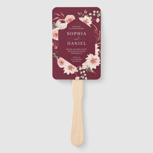 Éventail Country Boho Rose Floral Wedding Programme Ventila (Devant)