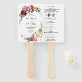 Éventail Country Boho Rose Floral Wedding Programme Ventila (Devant et derrière)