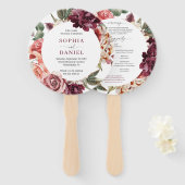 Éventail Country Boho Rose Round Gold Wedding Programme Ven (Devant et derrière)