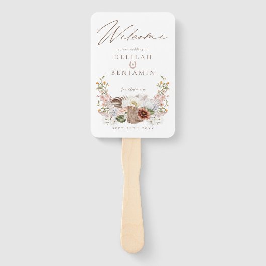 Éventail Country Western Boho Wedding Day Timeline Programm (Dos)