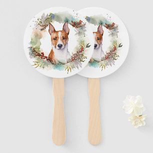 Éventail Coupe de fête de la couronne de Noël Basenji