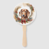 Éventail Coupe de fête de la couronne de Noël de Dachshund (Dos)