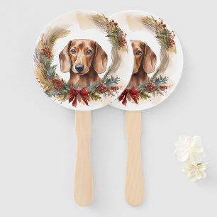 Éventail Coupe de fête de la couronne de Noël de Dachshund
