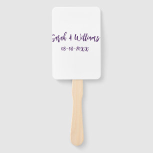 Éventail couple de mariages. Nom date violet simple mo mini