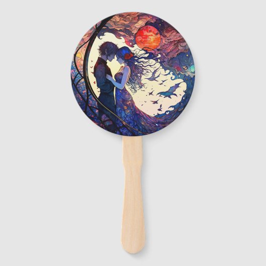 Éventail Couple Faux Vitrail Ensemble de ventilateurs (Devant)