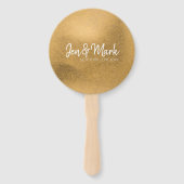 Éventail Couple Names, Etat, Mariage Date sur Faux Gold (Dos)