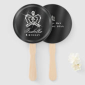 Éventail Couronne brillante noire (Devant et derrière)