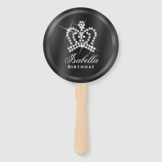 Éventail Couronne brillante noire (Devant)