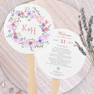 Éventail Couronne de mariage Lilas et Rose pêche