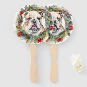 Éventail Couronne de Noël Bulldog Chien de fête