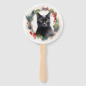 Éventail Couronne de Noël Chat Noir Kit Chat Festif (Devant)