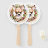 Éventail Couronne de Noël de Chihuahua Chien festif (Devant et derrière)