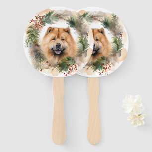 Éventail Couronne de Noël festive Chow chow
