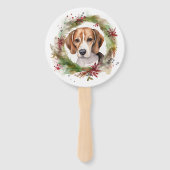 Éventail Couronne de Noël festive de Beagle (Devant)