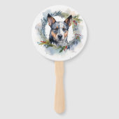 Éventail Couronne de Noël festive de Blue Heeler (Devant)