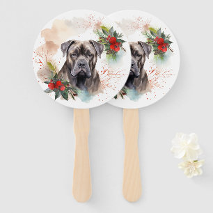 Éventail Couronne de Noël festive du Cane Corso