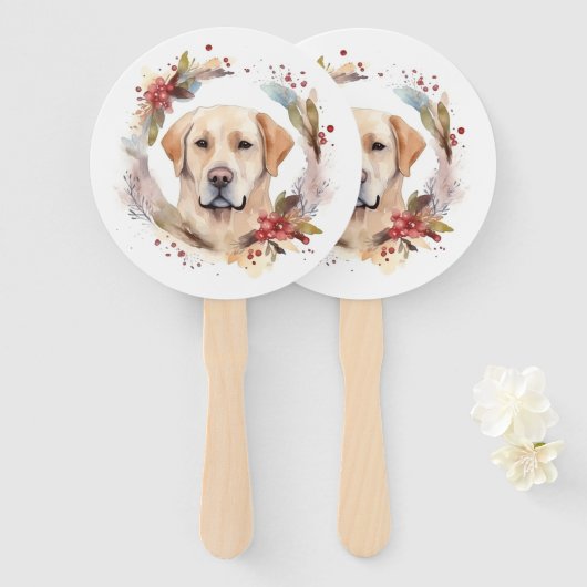Éventail Couronne de Noël festive du Labrador (Devant et derrière)
