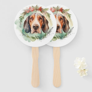 Éventail Couronne de Noël festive Treeing Walker Pup