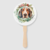 Éventail Couronne de Noël festive Treeing Walker Pup (Devant)