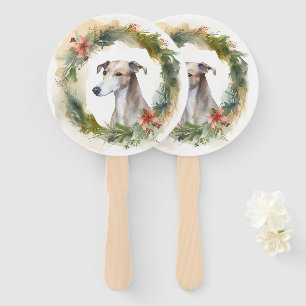Éventail Couronne de Noël Greyhound Puppy Festif