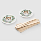 Éventail Couronne de Noël Rough Collie festive chiot  (Non-assemblé)