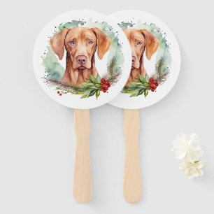 Éventail Couronne de Noël Vizsla Fête de Chien Joyeux