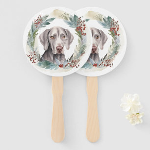 Éventail Couronne de Noël Weimaraner Chien de fête
