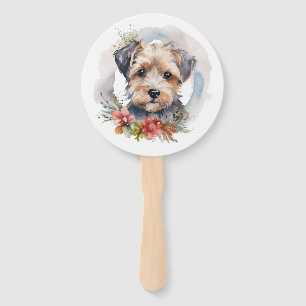 Éventail Couronne de Noël Yorkipoo Chien de fête