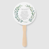 Éventail Couronne de verdure rustique avec monogramme pour  (Dos)